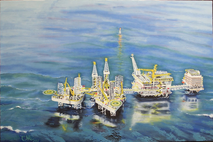 Off Shore Oil Plantform 36"x24" oil